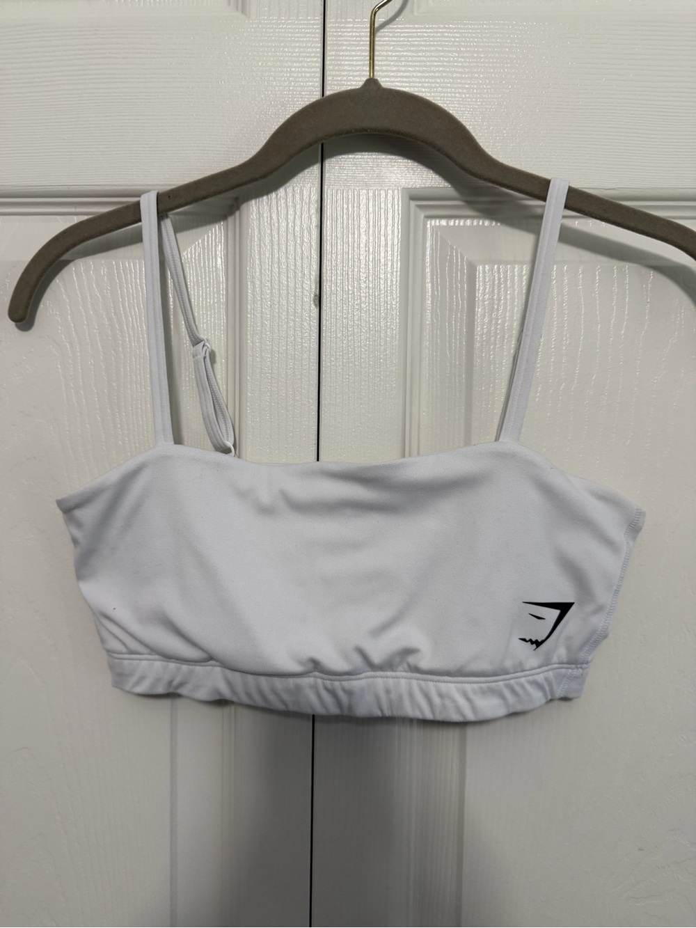 Gymshark Strappy Bandeau Sports Bra Top in White GUC